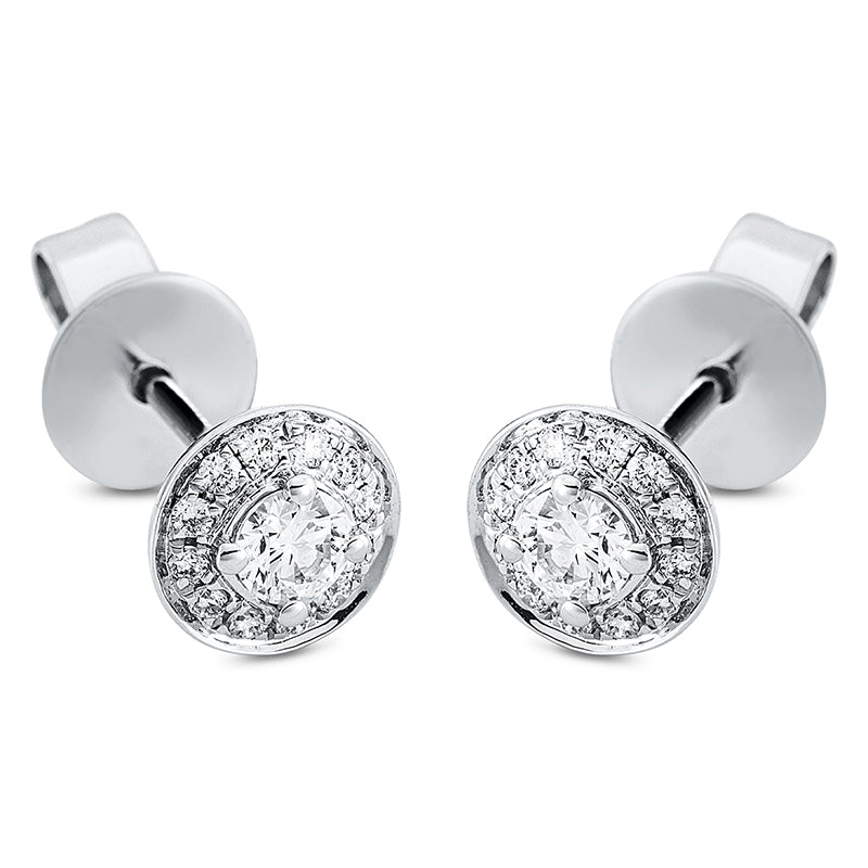 Ohrstecker 18 kt WG, 2 Brill. 0,19 ct, TW-si, 24 Brill. 0,10 ct, TW-si