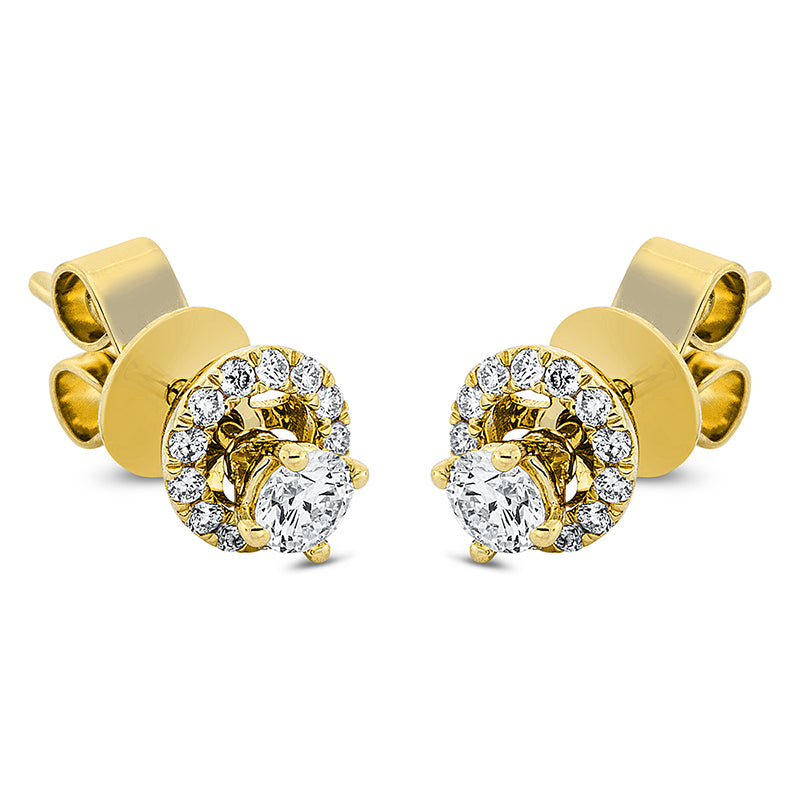 Ohrstecker 18 kt GG, 2 Brill. 0,27 ct, TW-si, 26 Brill. 0,17 ct, TW-si