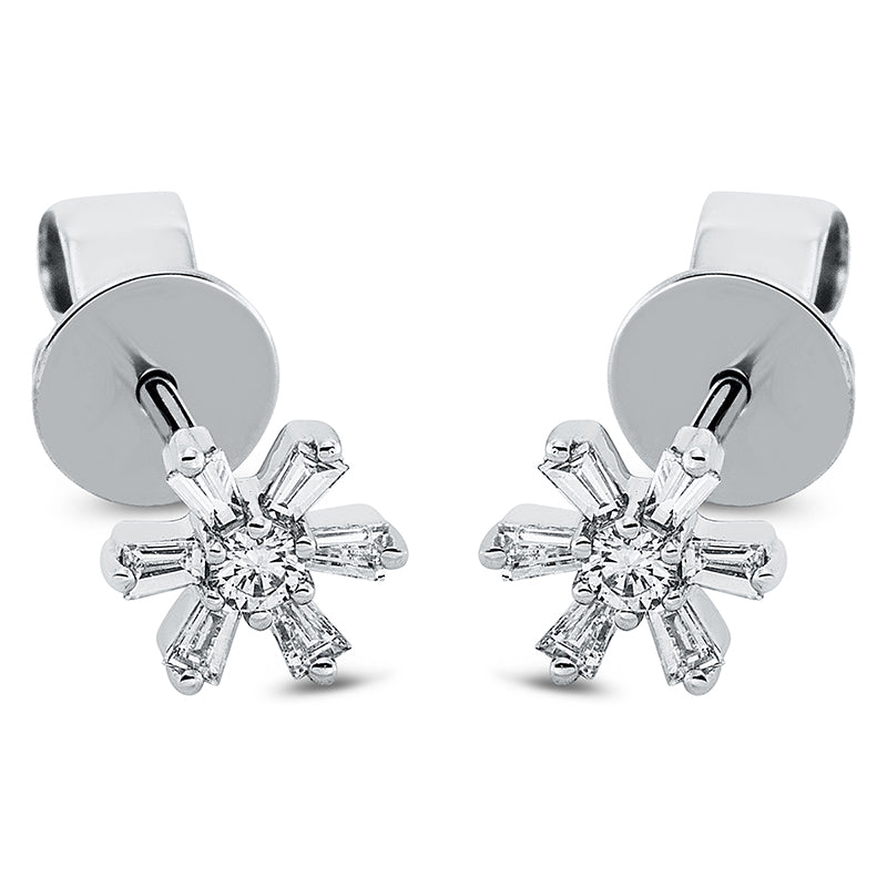 Ohrstecker 18 kt WG. 12 Trapeze 0.18 ct. TW-si. 2 Brillanten 0.06 ct. TW-si