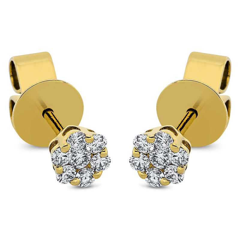 Ohrstecker 18 kt GG, 14 Brill. 0,22 ct, TW-si