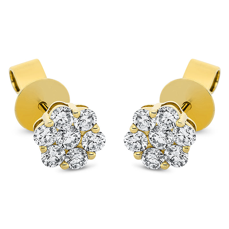 Ohrstecker 18 kt GG, 14 Brill. 0,65 ct, TW-si