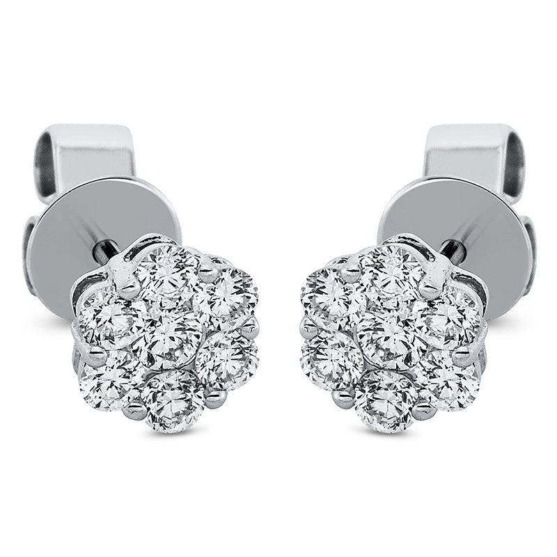 Ohrstecker 18 kt WG, 14 Brill. 0,65 ct, TW-si