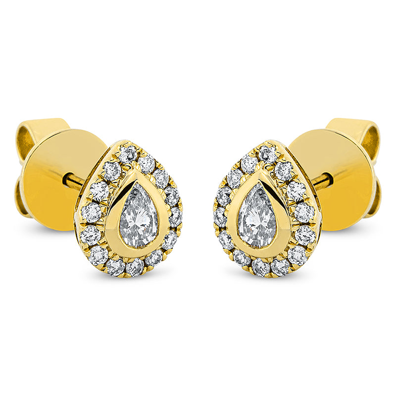 Ohrstecker 18 kt GG, 28 Brill. 0,19 ct, TW-si, 2 Tropfen 0,27 ct, TW-si