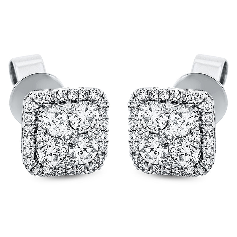 Ohrstecker 18 kt WG, 8 Brill. 0,68 ct, TW-si, 58 Brill. 0,33 ct, TW-si