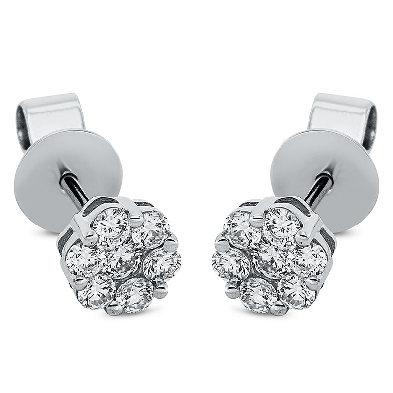Ohrstecker 18 kt WG, 2 Brill. 0,08 ct, TW-si, 12 Brill. 0,35 ct, TW-si