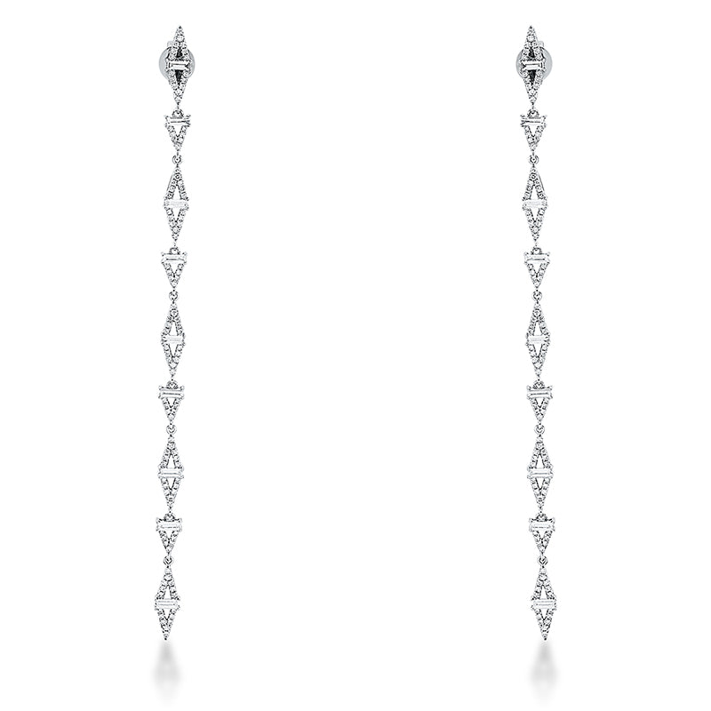 Ohrstecker 18 kt WG, 180 Brill. 0,58 ct, TW-si, 20 Brill. 0,09 ct, TW-si, 18 Bag. 0,70 ct, TW-si, 16 Brill. 0,04 ct, TW-si