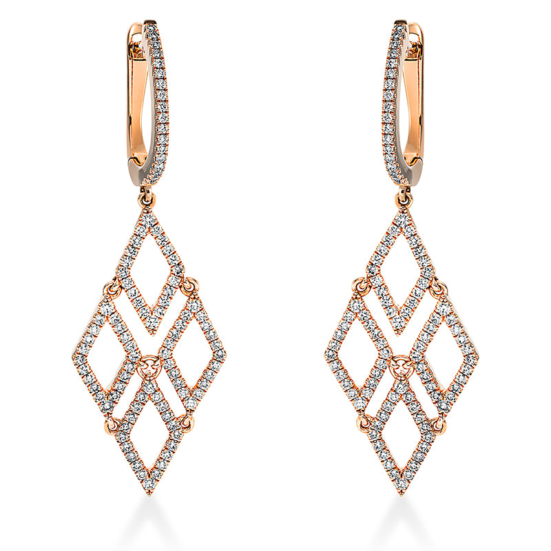 Ohrschmuck 18 kt RG, 196 Brill. 1,17 ct, TW-si