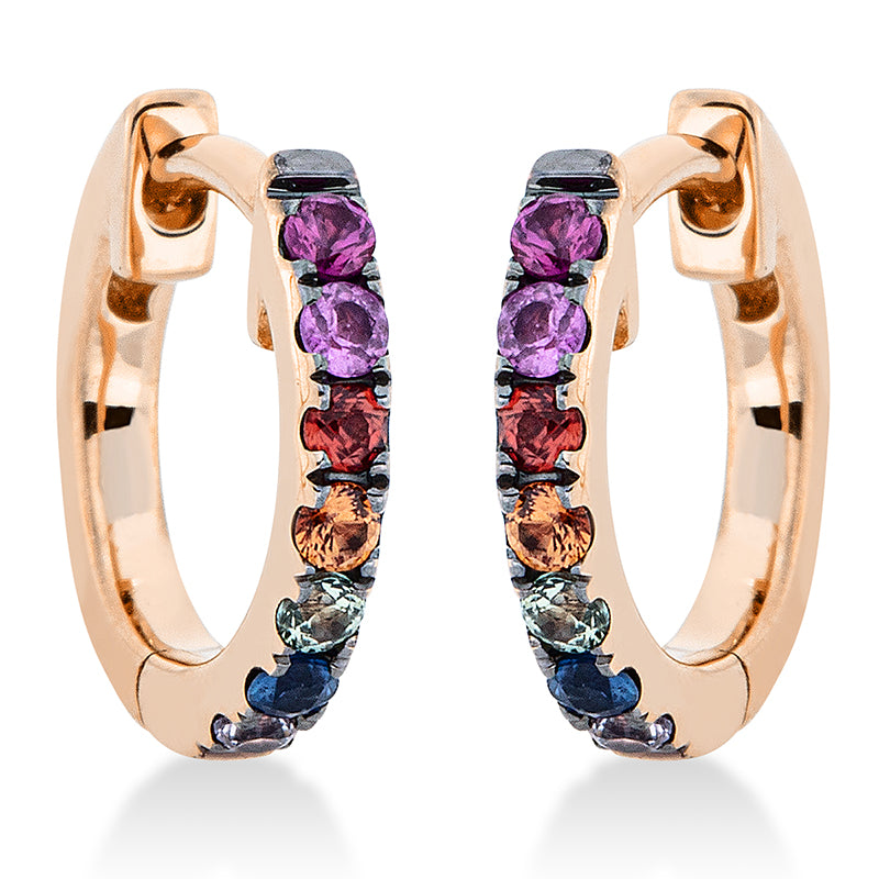 Creolen 18 kt RG, 14 Saphire 0,27 ct fancy