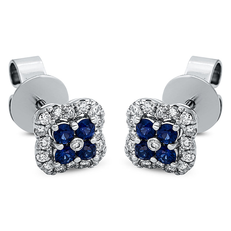 Ohrstecker 18 kt WG, 34 Brill. 0,17 ct, TW-si, 8 Saphire 0,26 ct blau