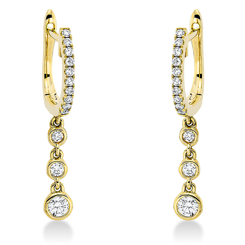 Ohrschmuck 18 kt GG. 24 Brillanten 0.22 ct. TW-si. 2 Brillanten 0.17 ct. TW-si. H:26.0 mm. B:3.8 mm. S:1.0 mm