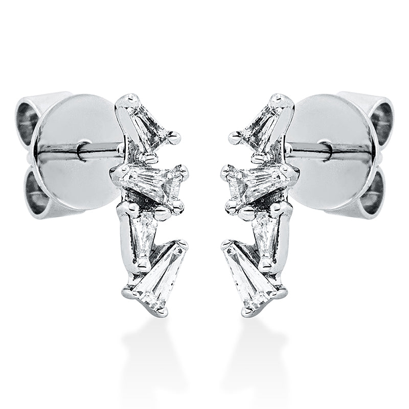 Ohrschmuck 18 kt WG. 8 Trapeze 0.21 ct. TW-vsi. H:10.5 mm. B:3.8 mm. S:1.9 mm