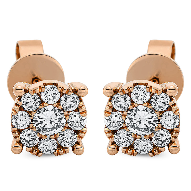 Ohrstecker 18 kt RG, 2 Brill. 0,19 ct, TW-si, 16 Brill. 0,35 ct, TW-si