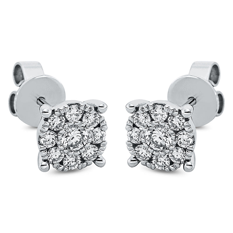 Ohrstecker 18 kt WG, 2 Brill. 0,22 ct, TW-si, 16 Brill. 0,37 ct, TW-si
