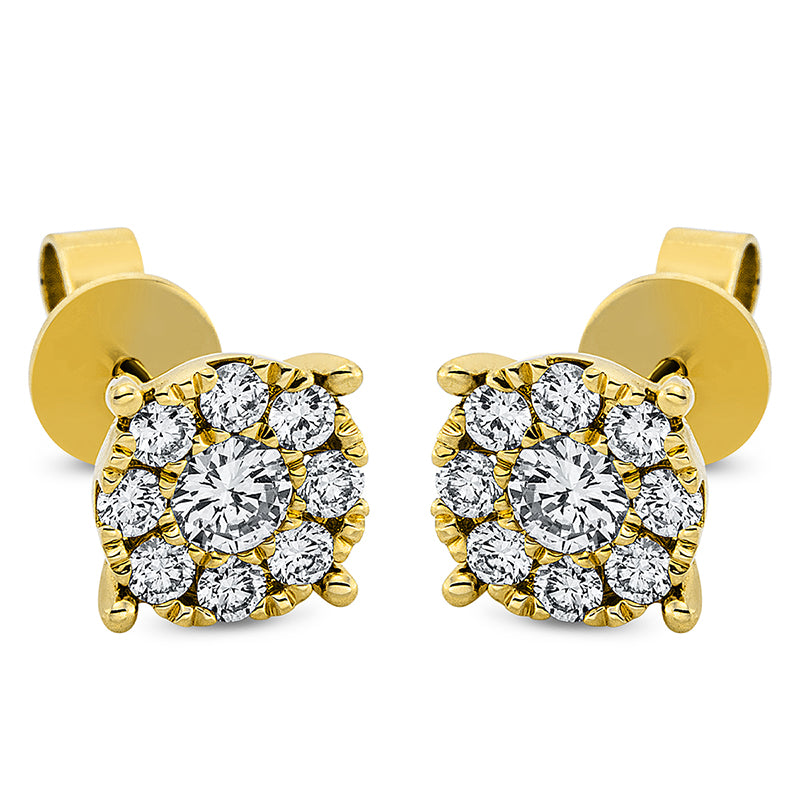 Ohrstecker 18 kt GG, 2 Brill. 0,26 ct, TW-si, 16 Brill. 0,42 ct, TW-si