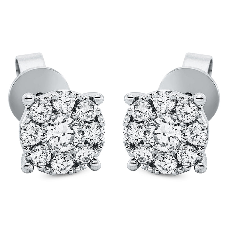 Ohrstecker 18 kt WG, 2 Brill. 0,26 ct, TW-si, 16 Brill. 0,42 ct, TW-si