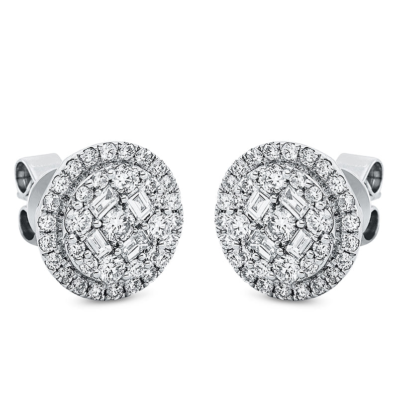 Ohrstecker 18 kt WG, 10 Brill. 0,30 ct, TW-si, 8 Bag. 0,16 ct, TW-si, 60 Brill. 0,39 ct, TW-si