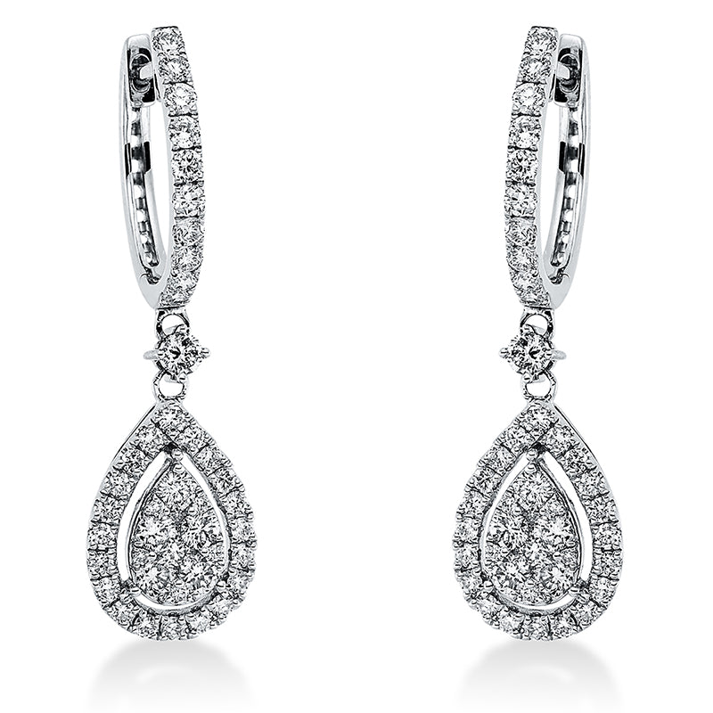 Ohrschmuck 18 kt WG. 24 Brillanten 0.34 ct. TW-si. 12 Brillanten 0.35 ct. TW-si. 50 Brillanten 0.31 ct. TW-si