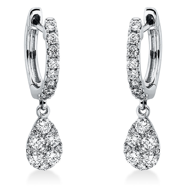 Ohrschmuck 18 kt WG, 16 Brill. 0,20 ct, TW-si, 10 Brill. 0,34 ct, TW-si, 14 Brill. 0,05 ct, TW-si