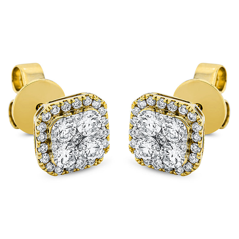 Ohrstecker 18 kt GG+WG. 2 Brillanten 0.03 ct. TW-si. 8 Brillanten 0.66 ct. TW-si. 48 Brillanten 0.23 ct. TW-si. H:7.9 mm. B:7.9 mm. S:3.5 mm
