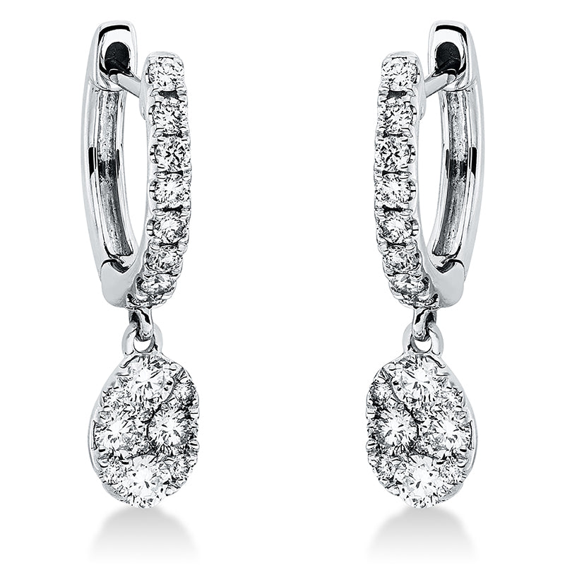 Ohrschmuck 18 kt WG, 16 Brill. 0,19 ct, TW-si, 8 Brill. 0,36 ct, TW-si, 12 Brill. 0,05 ct, TW-si