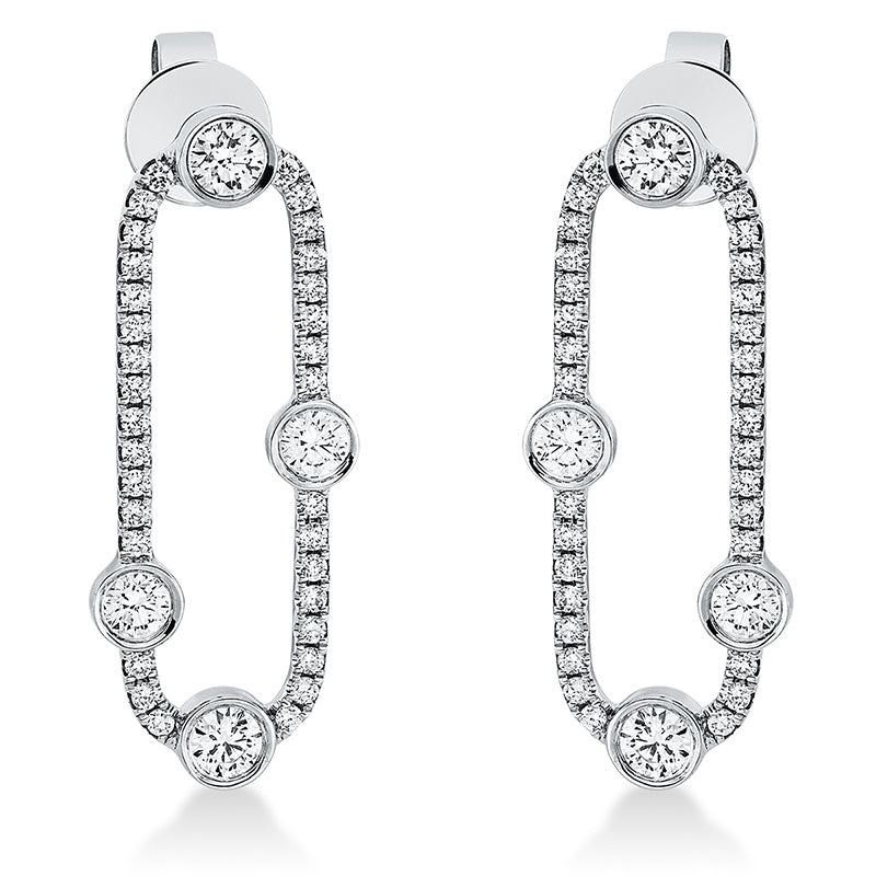 Ohrschmuck 18 kt WG, 4 Brill. 0,30 ct, TW-si, 4 Brill. 0,40 ct, TW-si, 64 Brill. 0,38 ct, TW-si