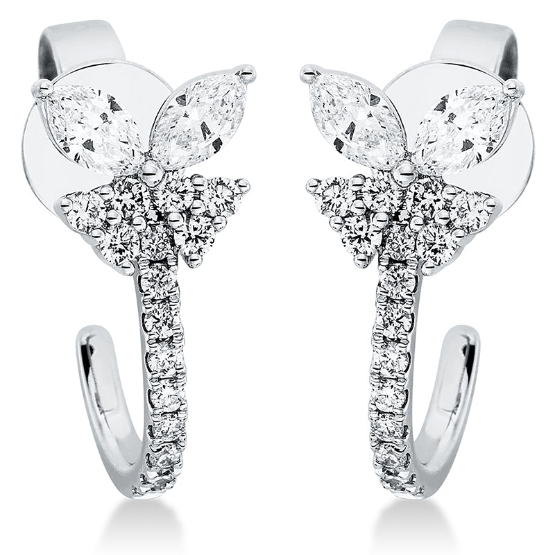 Ohrstecker 18 kt WG, 12 Brill. 0,14 ct, TW-si, 4 Nav. 0,46 ct, TW-si, 18 Brill. 0,13 ct, TW-si