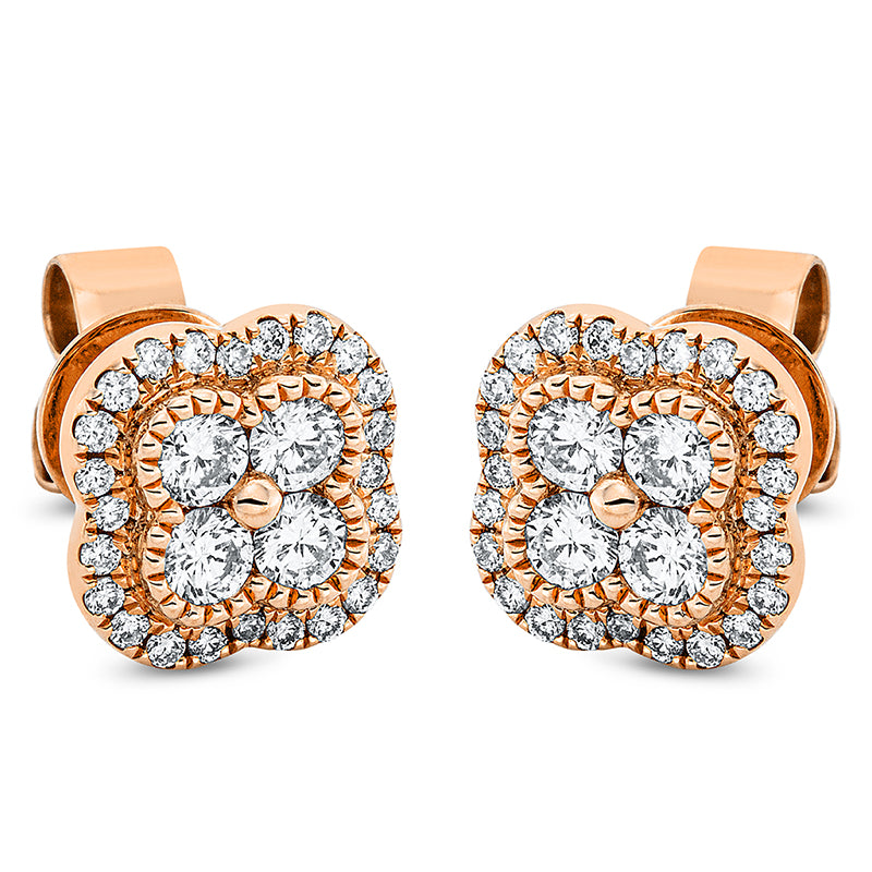 Ohrstecker 18 kt RG, 8 Brill. 0,53 ct, TW-si, 48 Brill. 0,24 ct, TW-si