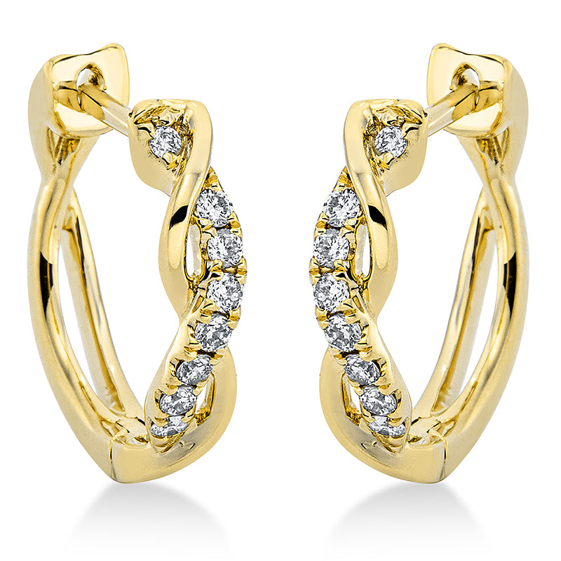 Creolen 18 kt GG. 18 Brillanten 0.18 ct. TW-si. H:14.1 mm. B:12.8 mm. S:2.9 mm