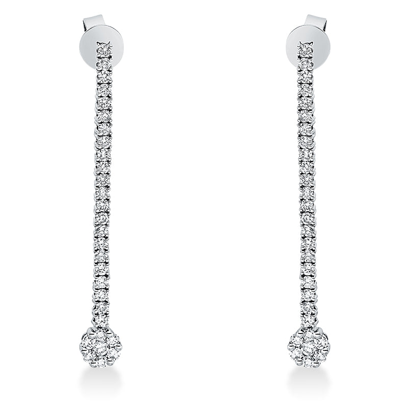 Ohrschmuck 18 kt WG, 2 Brill. 0,10 ct, TW-si, 56 Brill. 0,95 ct, TW-si