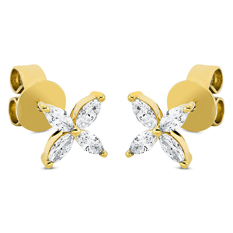 Ohrstecker 18 kt GG, 8 Nav. 0,34 ct, TW-vsi