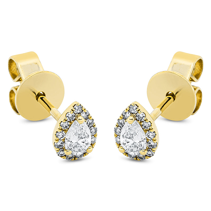 Ohrstecker 18 kt GG, 26 Dia. 0,08 ct, W-si, 2 Tropfen 0,21 ct, TW-vsi