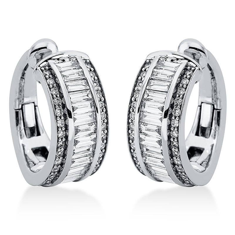Creolen 18 kt WG, Ohrmanschette, 30 Brill. 0,08 ct, TW-si, 16 Bag. 0,29 ct, TW-si