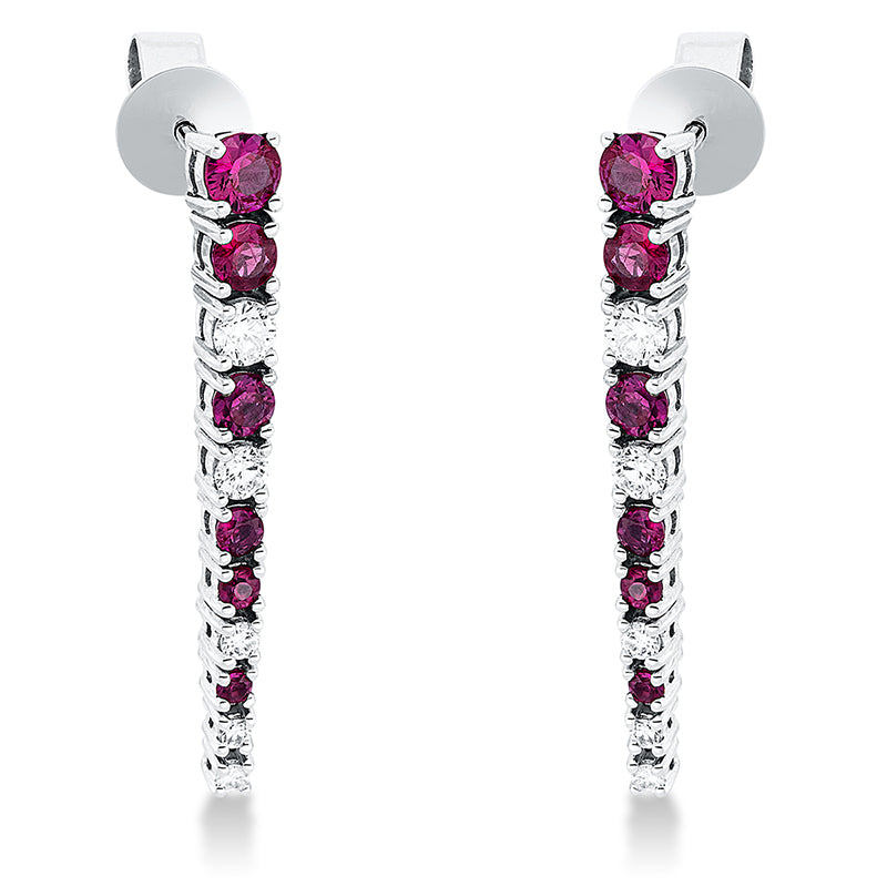 Ohrstecker 18 kt WG, 10 Brill. 0,29 ct, TW-vsi, 12 Rubine 0,80 ct rot