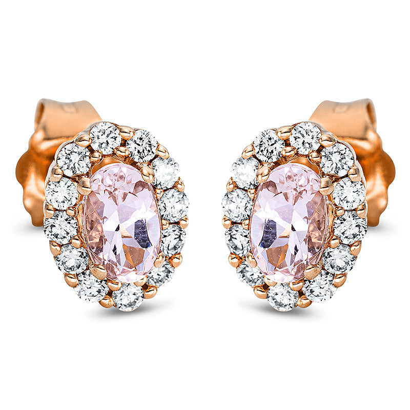 Ohrstecker 18 kt RG, 24 Brill. 0,25 ct, TW-si, 2 Morganit 0,40 ct rosé