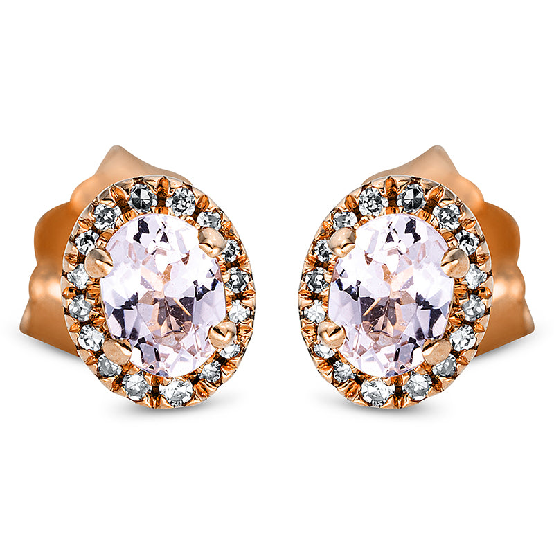 Ohrstecker 18 kt RG, 32 Dia. 0,05 ct, TW-si, 2 Morganit 0,26 ct rosé