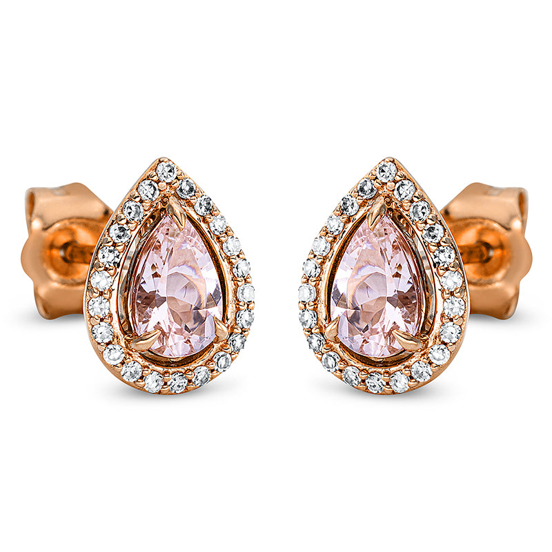 Ohrstecker 18 kt RG, 44 Dia. 0,13 ct, TW-si, 2 Morganit 0,70 ct rosa