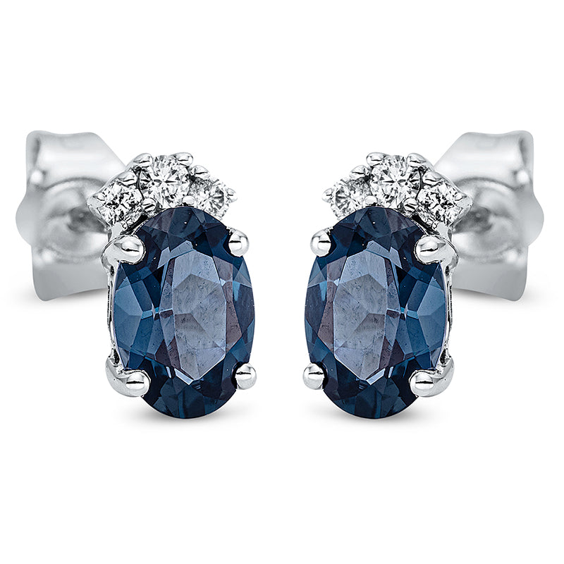 Ohrstecker 18 kt WG, 2 Brill. 0,05 ct, TW-si, 4 Brill. 0,05 ct, TW-si, 2 Topase 1,80 ct Lond. blue
