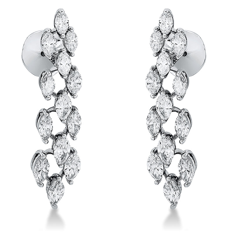 Ohrschmuck 18 kt WG. 8 Navette 1.56 ct. F-vsi. 8 Navette 2.03 ct. F-vsi. 10 Navette 1.44 ct. F-vsi