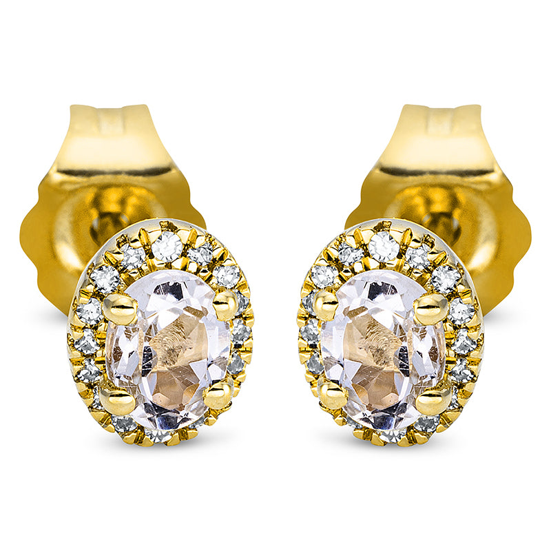 Ohrstecker 18 kt GG, 32 Dia. 0,05 ct, TW-si, 2 Amethyste 0,30 ct grün