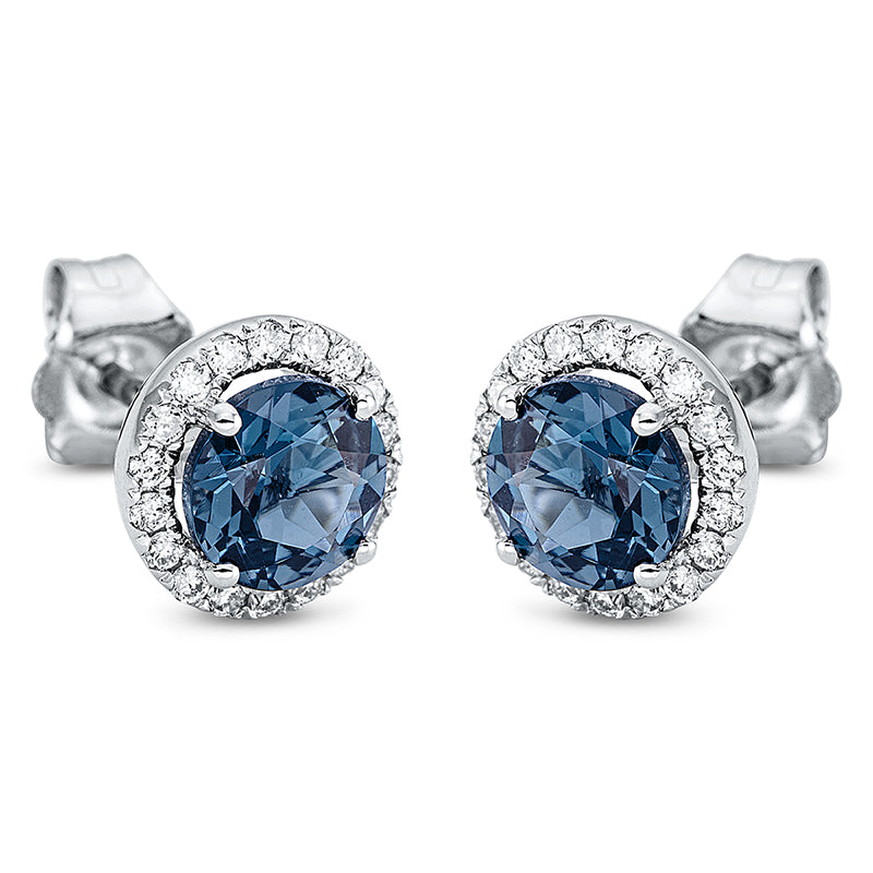 Ohrstecker 18 kt WG, 36 Brill. 0,17 ct, TW-si, 2 Topase 1,22 ct Lond. blue