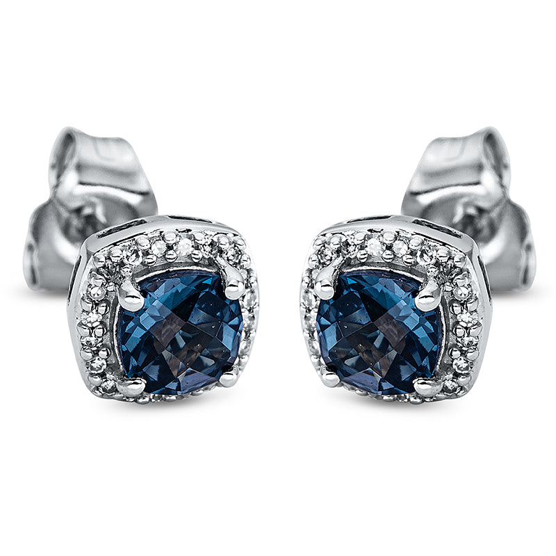 Ohrstecker 18 kt WG, 40 Dia. 0,06 ct, TW-si, 2 Topase 0,86 ct Lond. blue