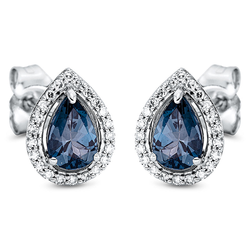 Ohrstecker 18 kt WG, 44 Dia. 0,13 ct, TW-si, 2 Topase 0,88 ct Lond. blue
