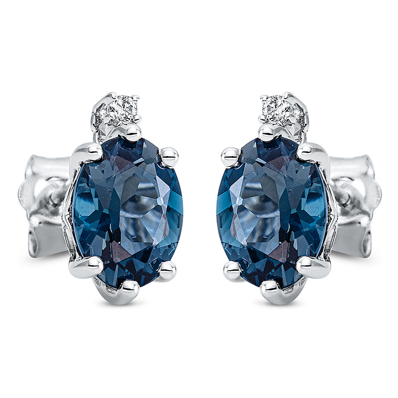 Ohrstecker 18 kt WG, 2 Brill. 0,03 ct, TW-si, 2 Topase 3,20 ct Lond. blue