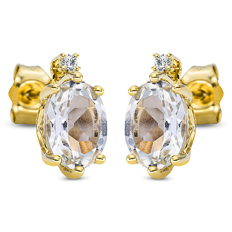 Ohrstecker 18 kt GG, 2 Brill. 0,03 ct, TW-si, 2 Amethyste 2,34 ct grün