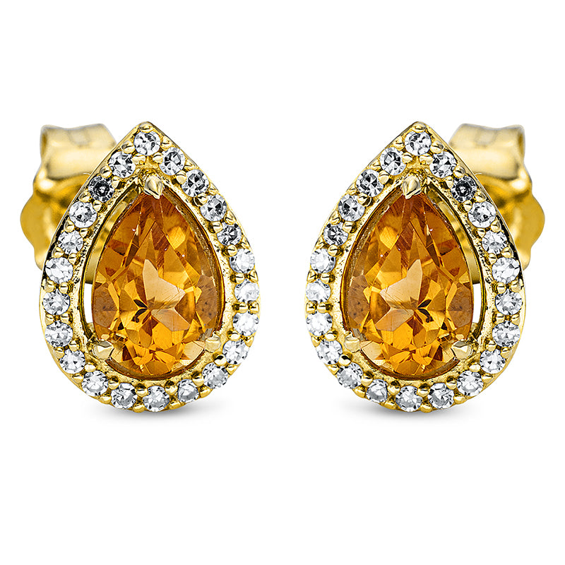 Ohrstecker 18 kt GG, 44 Dia. 0,13 ct, TW-si, 2 Citrin 0,70 ct gelb