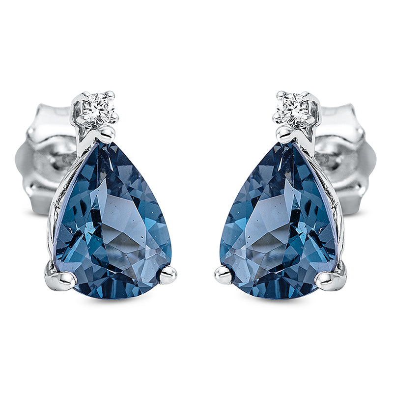 Ohrstecker 18 kt WG, 2 Brill. 0,03 ct, TW-si, 2 Topase 2,60 ct Lond. blue