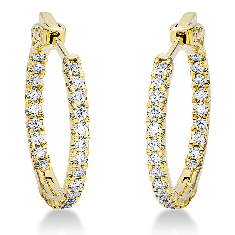 Creolen 18 kt GG, 48 Brill. 0,68 ct, TW-si