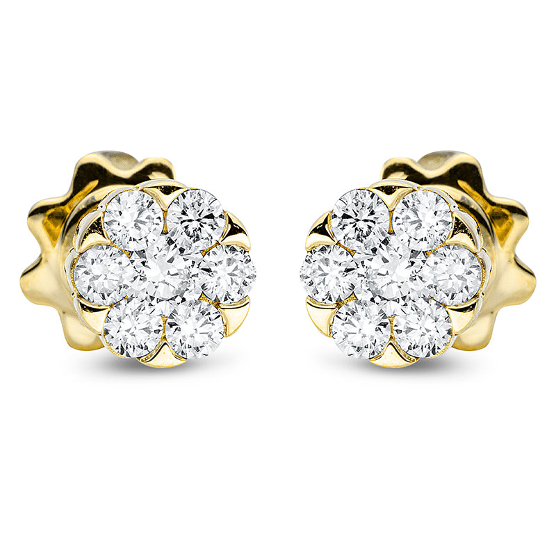 Ohrstecker 18 kt GG, 2 Brill. 0,16 ct, TW-si, 12 Brill. 0,32 ct, TW-si