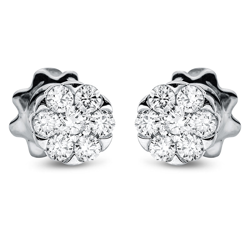 Ohrstecker 18 kt WG, 2 Brill. 0,16 ct, TW-si, 12 Brill. 0,33 ct, TW-si