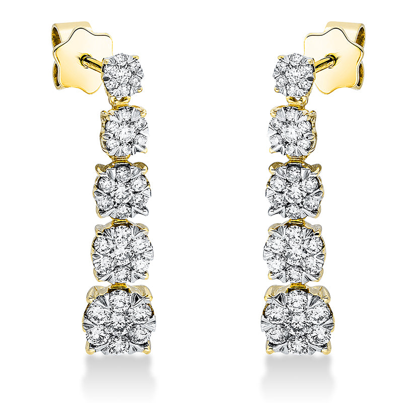 Ohrschmuck 18 kt GG, Fassung rhodiniert, 70 Brill. 0,75 ct, TW-si2